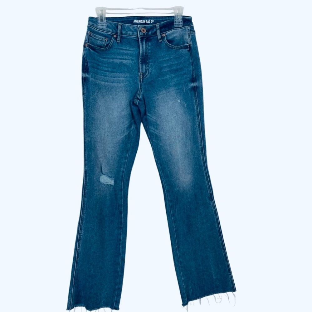 American Rag CIE Medium Wash Raw Hem Bootcut/Flare Jeans Size 7